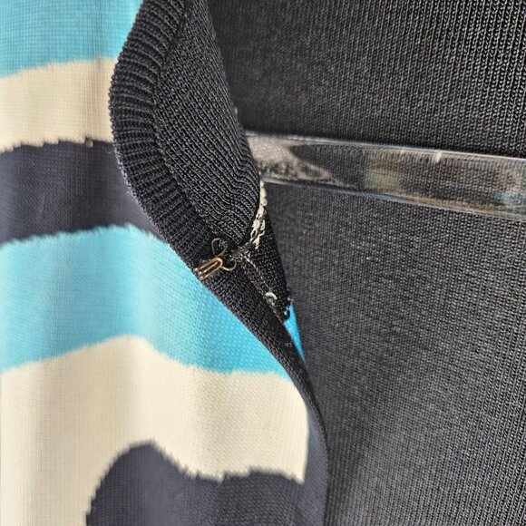 Ming Wang Cardigan Jacket Size Medium Black Blue White Knit Quiet Luxury - Picture 5 of 10
